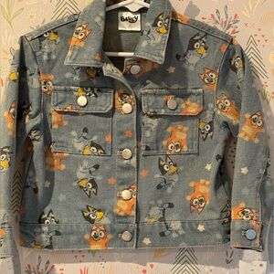 NWT 2T Bingo & Bluey Stars Printed Stretchy Snap Button Front Jean Jacket